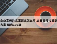 企业宣传片文案范文怎么写,企业宣传片策划方案 精选100篇