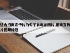 适合招商宣传片的句子有哪些图片,招商宣传片视频标题
