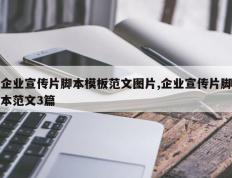 企业宣传片脚本模板范文图片,企业宣传片脚本范文3篇