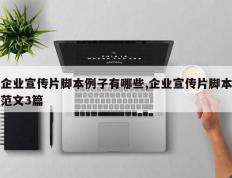 企业宣传片脚本例子有哪些,企业宣传片脚本范文3篇