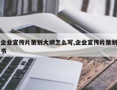 企业宣传片策划大纲怎么写,企业宣传片策划书