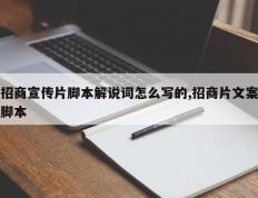 招商宣传片脚本解说词怎么写的,招商片文案脚本