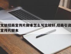 文旅招商宣传片脚本怎么写比较好,招商引资宣传片脚本