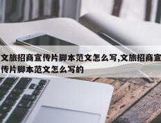 文旅招商宣传片脚本范文怎么写,文旅招商宣传片脚本范文怎么写的