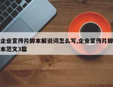 企业宣传片脚本解说词怎么写,企业宣传片脚本范文3篇