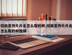 招商宣传片片名怎么取的啊,招商宣传片片名怎么取的啊视频